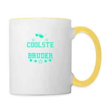 Der Coolste große Bruder auf der Welt - Tasse zweifarbig - Weiß/Gelb - Rechts