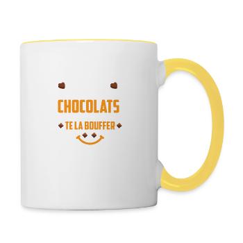 La vie c’est comme une boîte de chocolats - Mug contrasté - blanc/jaune - Droite