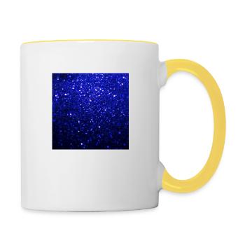 Funkelnde dunkelblaue Glitter - Tasse zweifarbig - Weiß/Gelb - Rechts