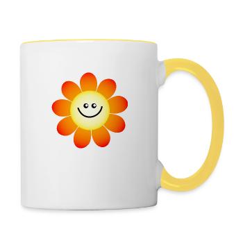 Smiling Happy Daisy Flower - Contrasting Mug - white/yellow - Right