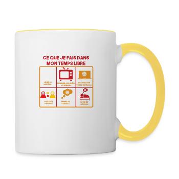 handball humour drôles handballeur temps libre - Mug contrasté - blanc/jaune - Droite
