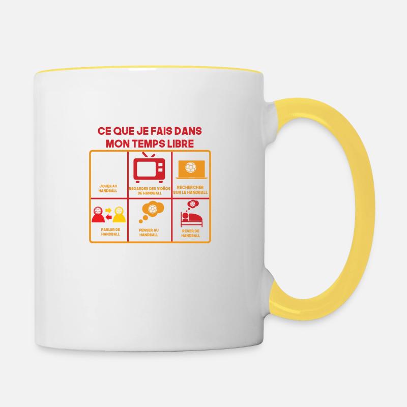 handball humour drôles handballeur temps libre - Mug contrasté - blanc/jaune
