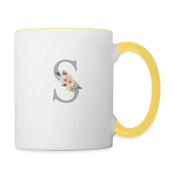 Monogramme personnalisable Pastel Floral S - Mug contrasté - blanc/jaune - Droite