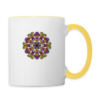 Mandala Buntes Spirituelles Design - Tasse zweifarbig - Weiß/Gelb - Rechts
