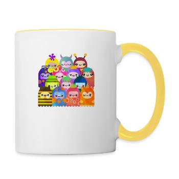 Kawaii Monster Community - Tasse zweifarbig - Weiß/Gelb - Rechts