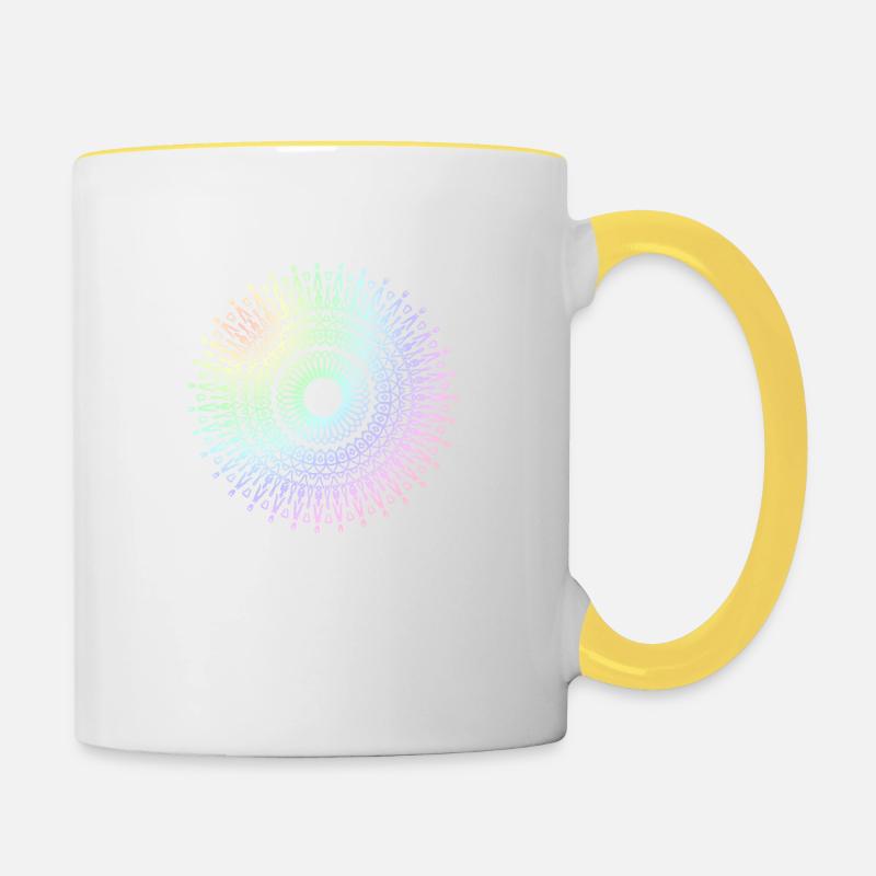 Mandala - Tasse zweifarbig - Weiß/Gelb