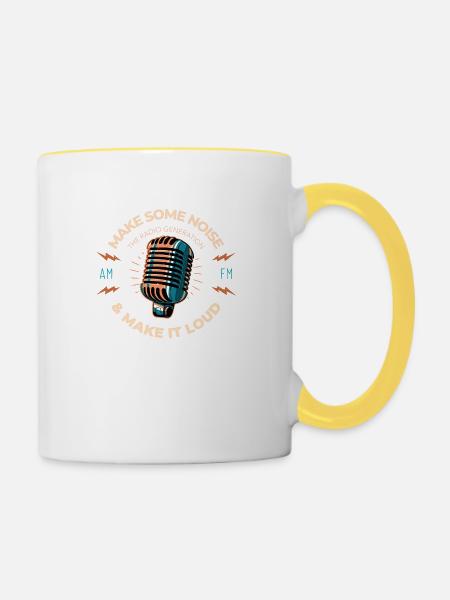 Make some noise - Tasse zweifarbig - Weiß/Gelb