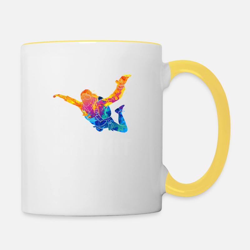 Skydive Fallschirmspringer Skydiver Freifall - Tasse zweifarbig - Weiß/Gelb