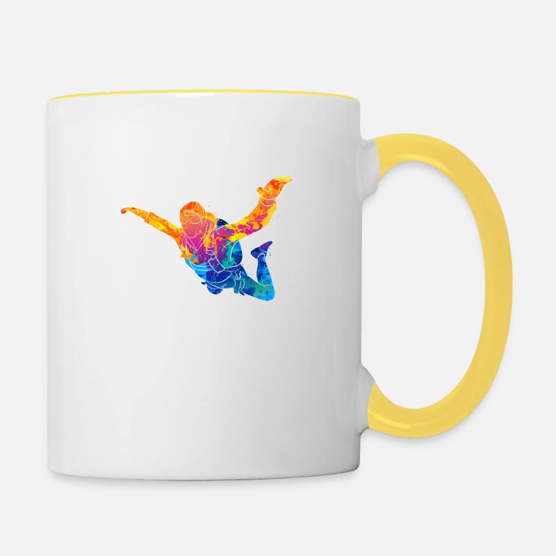 Skydive Skydiver Skydiver Freefall - Contrasting Mug - white/yellow