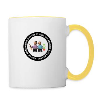 Les couples homosexuels défendent leur herbe avec des armes à feu - Mug contrasté - blanc/jaune - Droite