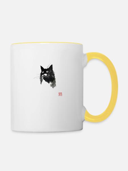 black and white - Tasse zweifarbig - Weiß/Gelb