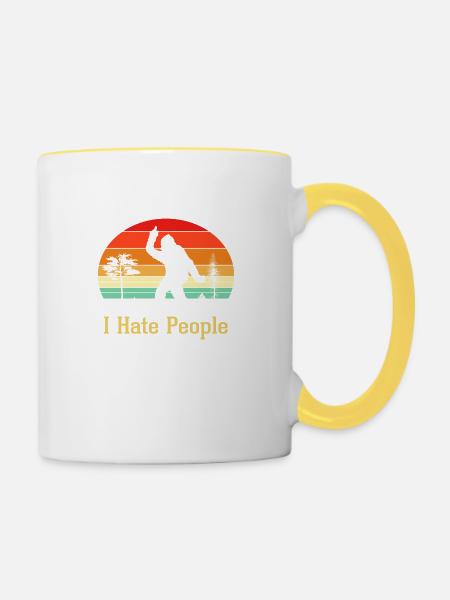 I hate People - Tasse zweifarbig - Weiß/Gelb