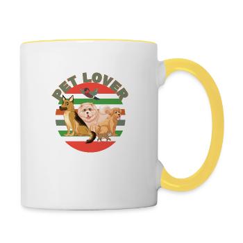 Amoureux des animaux - Mug contrasté - blanc/jaune - Droite