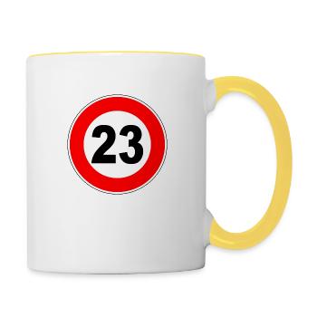 23rd birthday - 23rd - celebration - street sign - ski - Contrasting Mug - white/yellow - Right