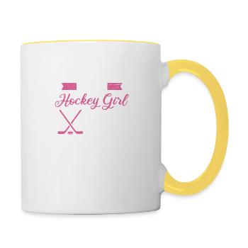 Eishockey I'm a hockey girl just like a normal gir - Tasse zweifarbig - Weiß/Gelb - Rechts
