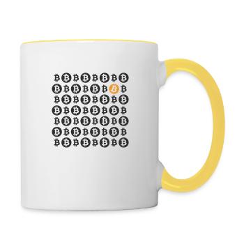 BitcoinChess - Tasse zweifarbig - Weiß/Gelb - Rechts