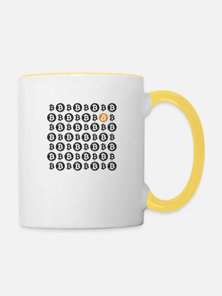 BitcoinChess - Tasse zweifarbig - Weiß/Gelb