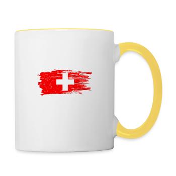 Schweizer Schweiz Geschenk - Tasse zweifarbig - Weiß/Gelb - Rechts