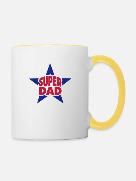 Super Papa Star - Tasse zweifarbig - Weiß/Gelb