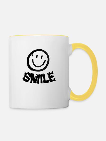 smile - Tasse zweifarbig - Weiß/Gelb