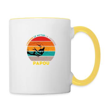 Papou L'homme Le mythe La legende - Mug contrasté - blanc/jaune - Droite