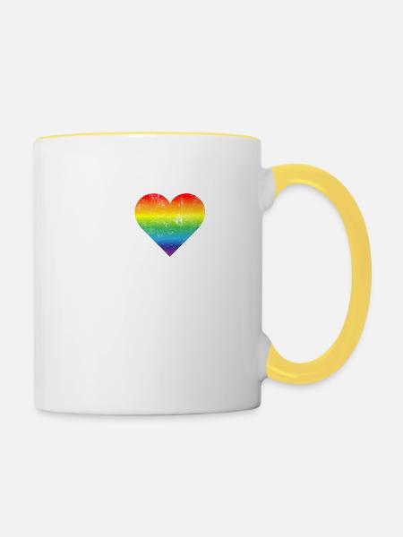 I love Men LGBTQ Pride Month Gay Lesbian - Tasse zweifarbig - Weiß/Gelb