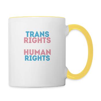 Trans Rights are Human Rights LGBTQ Pride - Mug contrasté - blanc/jaune - Droite