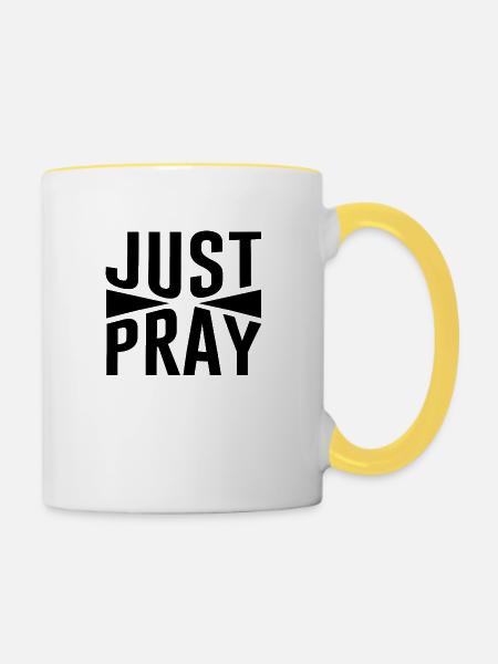 Christliche Sprüche - Tasse zweifarbig - Weiß/Gelb