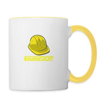 Bauaufsicht Hausbau Bauheer Geschenk - Tasse zweifarbig - Weiß/Gelb - Rechts