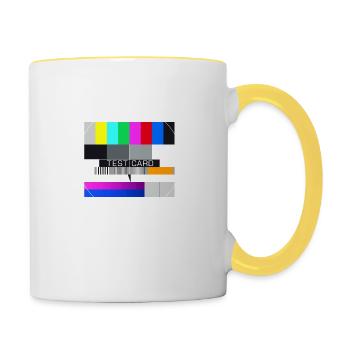 Image de test Télévision Écran Fermoir d’émission - Mug contrasté - blanc/jaune - Droite