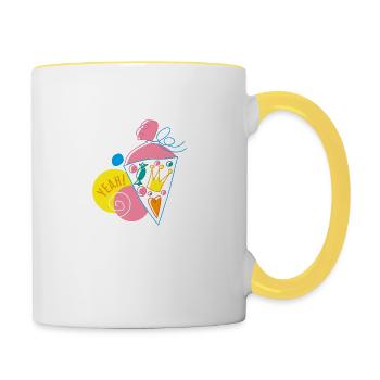 Illustration Schulanfang YEAH grafitiny - Tasse zweifarbig - Weiß/Gelb - Rechts