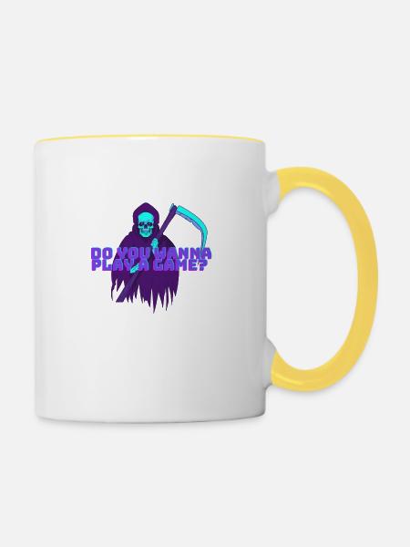 Grim Retro Reaper - Tasse zweifarbig - Weiß/Gelb