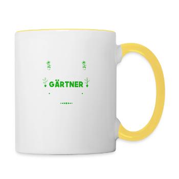 Natürlich führe ich Selbstgespräche - Gärtner - Tasse zweifarbig - Weiß/Gelb - Rechts