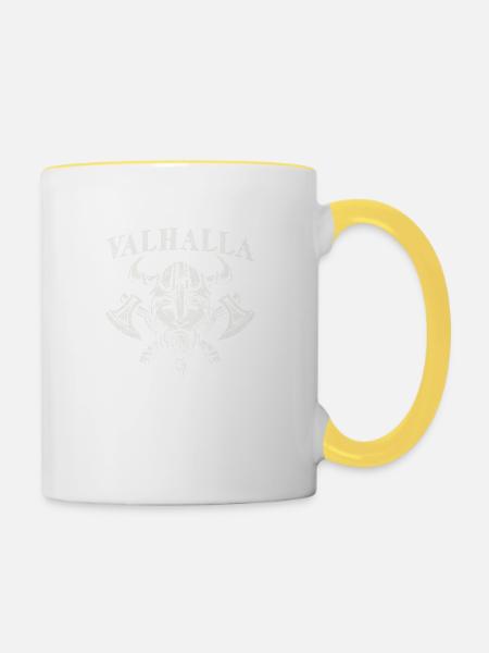 Valhalla Wikinger Odin nordische Mythologie - Tasse zweifarbig - Weiß/Gelb