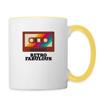 Retro Fabelhaft - Tasse zweifarbig - Weiß/Gelb - Rechts