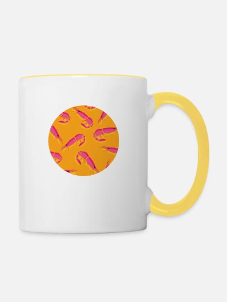 Krabben - Tasse zweifarbig - Weiß/Gelb