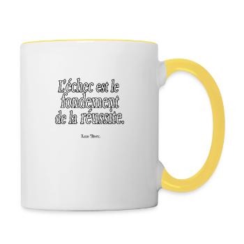 citation Lao Tseu réussite entrepreunariat mindset - Mug contrasté - blanc/jaune - Droite