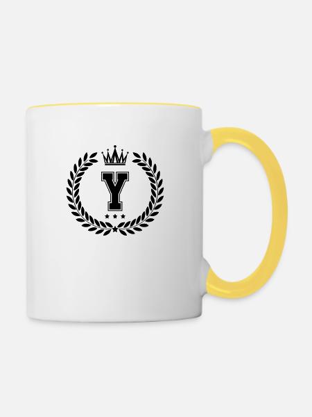 wappen Y - Tasse zweifarbig - Weiß/Gelb