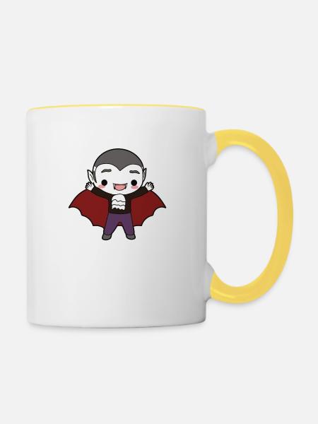 Vampir - Tasse zweifarbig - Weiß/Gelb