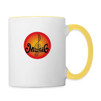 Retro musical note - Contrasting Mug - white/yellow - Right