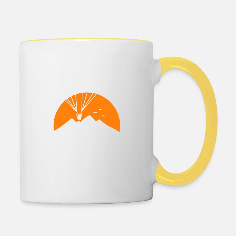 Paramotoring Rétro Design - Mug contrasté - blanc/jaune