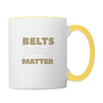 judo black belt karate fight competition - Contrasting Mug - white/yellow - Right