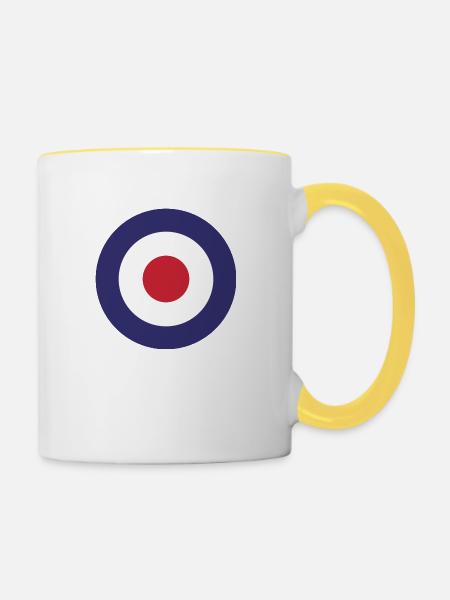 England Flag Round Target - Tasse zweifarbig - Weiß/Gelb
