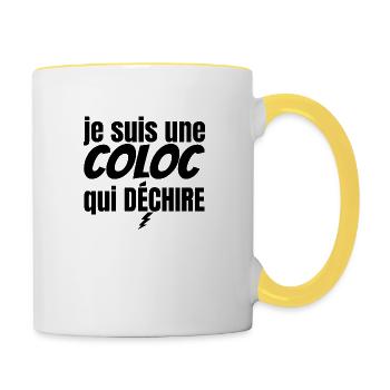 coloc qui déchire - Mug contrasté - blanc/jaune - Droite