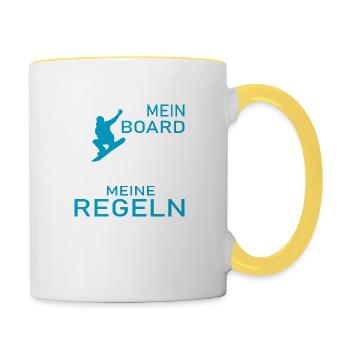 Snowboard Snowboarder - Tasse zweifarbig - Weiß/Gelb - Rechts