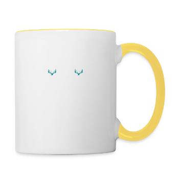 la preuve que mon papa pas toujours chasse - Mug contrasté - blanc/jaune - Droite