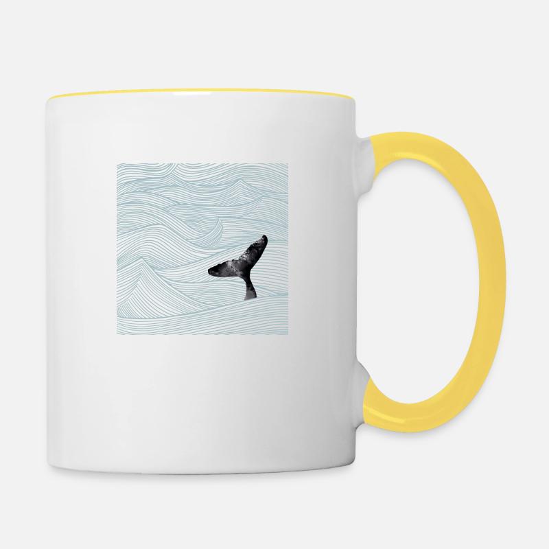 Baleines océaniques - Mug contrasté - blanc/jaune