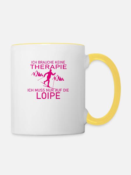 Langlauf Ski Skiing Biathlon - Tasse zweifarbig - Weiß/Gelb