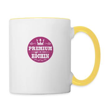 Premium Köchin - Tasse zweifarbig - Weiß/Gelb - Rechts