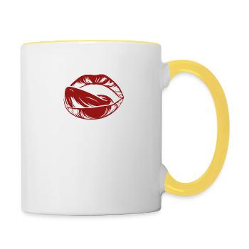 Angeleckt Meins ! - Tasse zweifarbig - Weiß/Gelb - Rechts